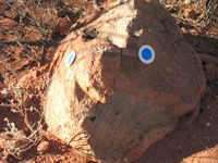The trail is well marked but sometimes we see faces